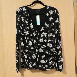 NWT FORTUNE + IVY Normena Surplice Side Ruched Knit Top